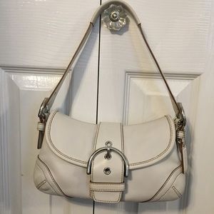 Coach white handbag with silver hardware